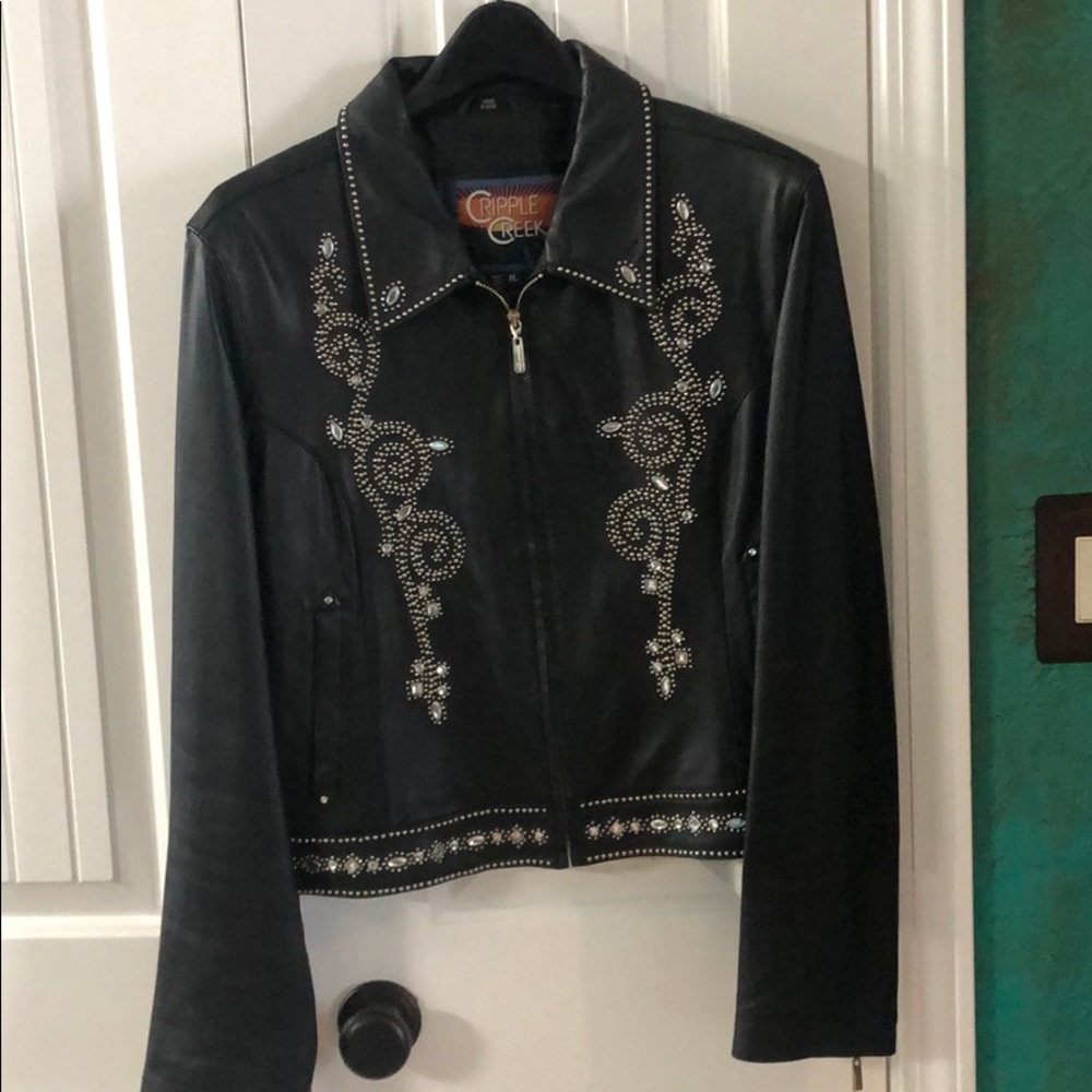 Women’s Cripple Creek studded leather jacket